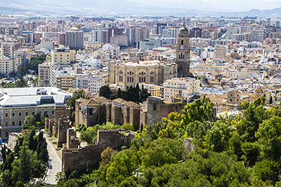 Spain, Malaga city centre, taken from Monte Gibralfaro.