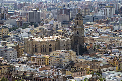 Spain, Málaga Cathedral, taken from Monte Gibralfaro.