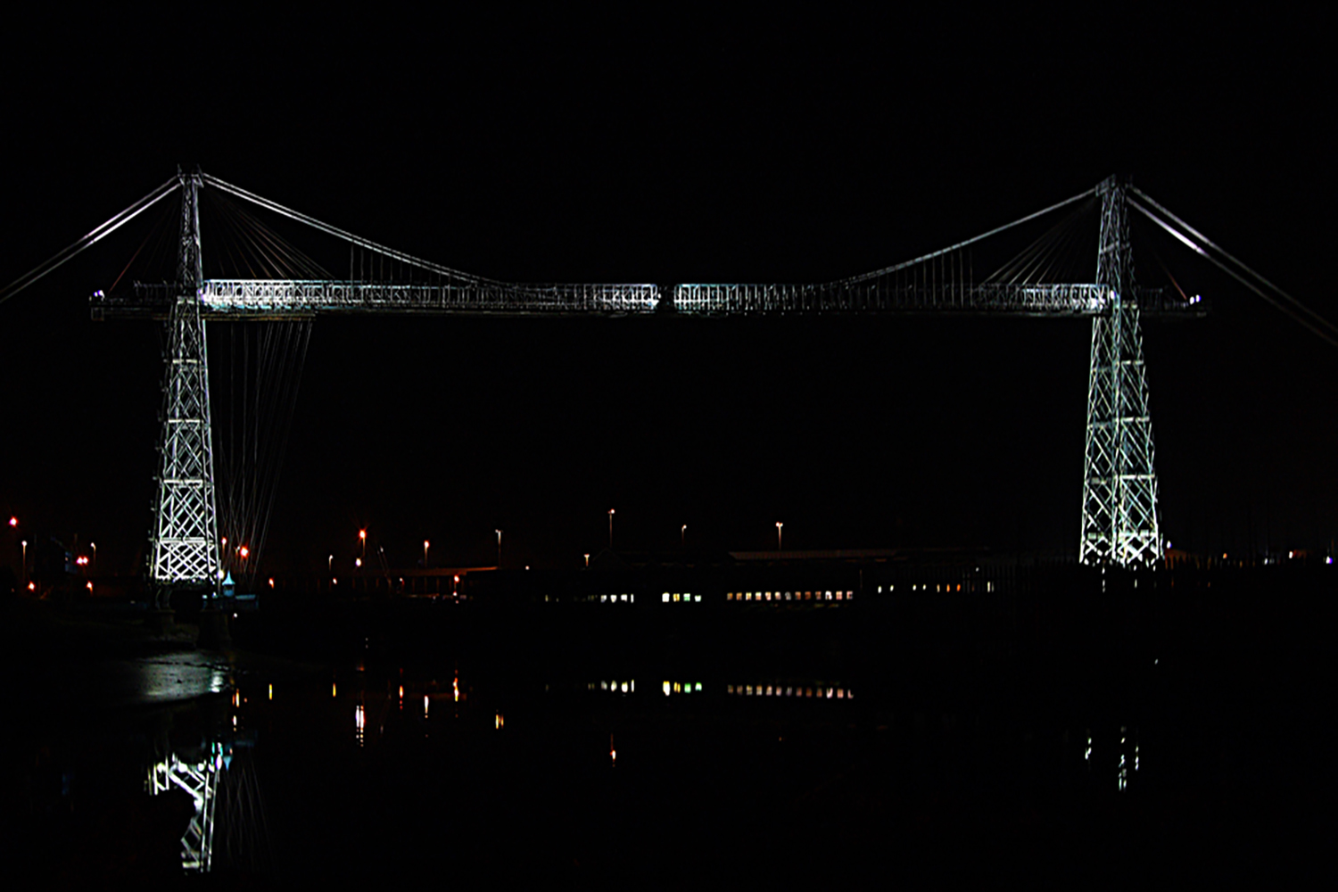 Newport Transporter Bridge at night