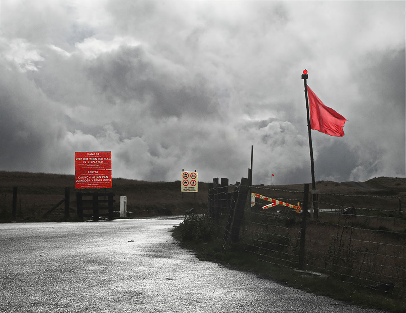 Photograph of the entrance to Army Ranges near Sennybridge Training Area, Brecon.